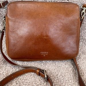 Fossil brown leather crossbody